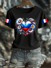 T-shirt imprimé drapeau français pour femme
